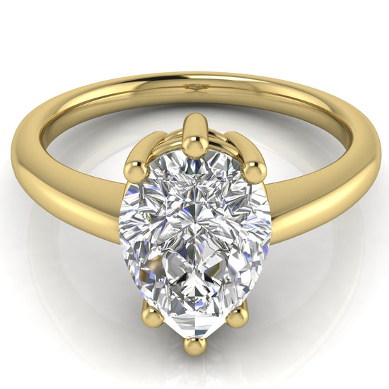 6 Prong Donut Pear Shaped Lab Diamond Engagement Ring