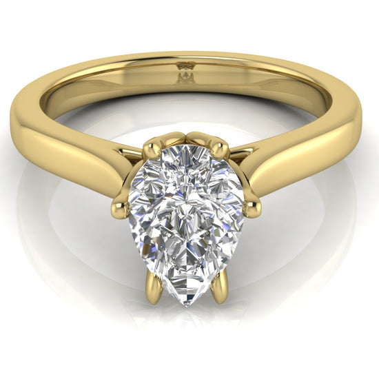 Floral Pear Shaped Lab Diamond Engagement Ring