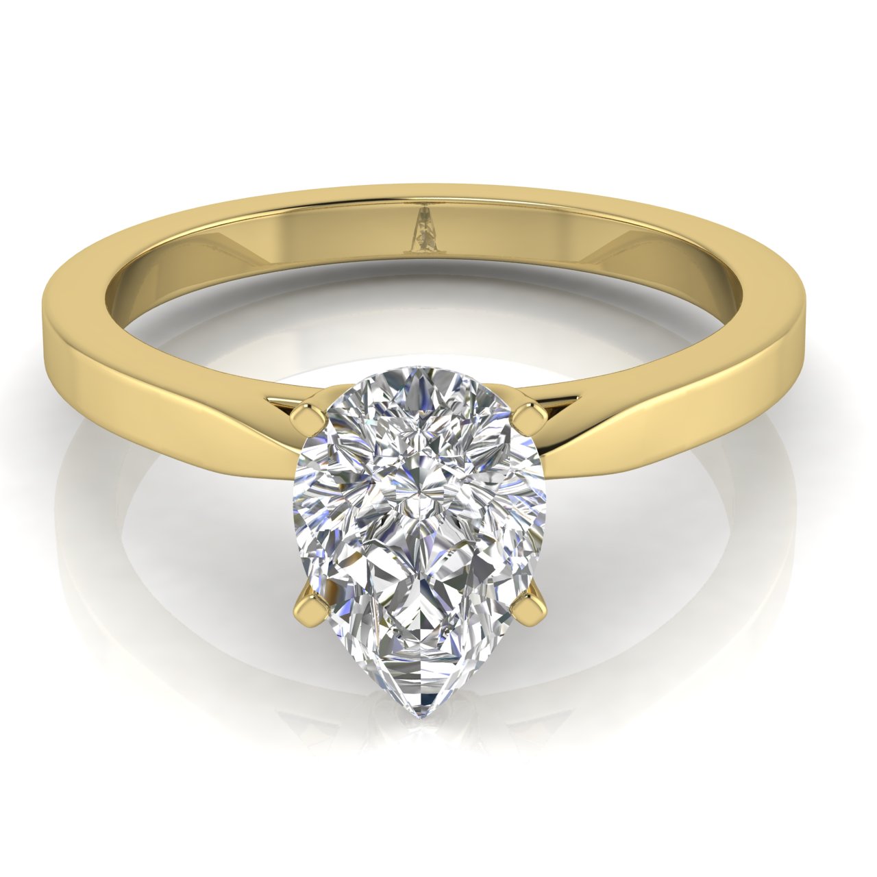 Tulip Basket Pear Shaped Lab Diamond Engagement Ring