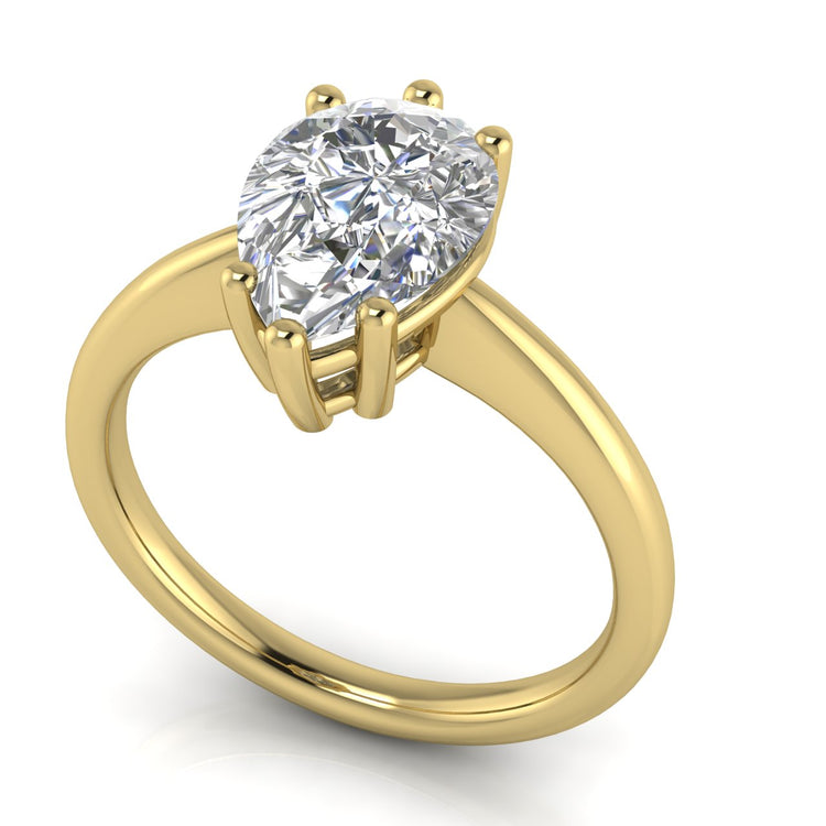 6 Prong Donut Pear Shaped Lab Diamond Engagement Ring