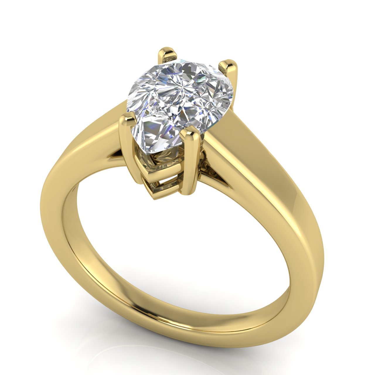 Wide Band Cathedral Pear Shaped Lab Diamond Engagement Ring