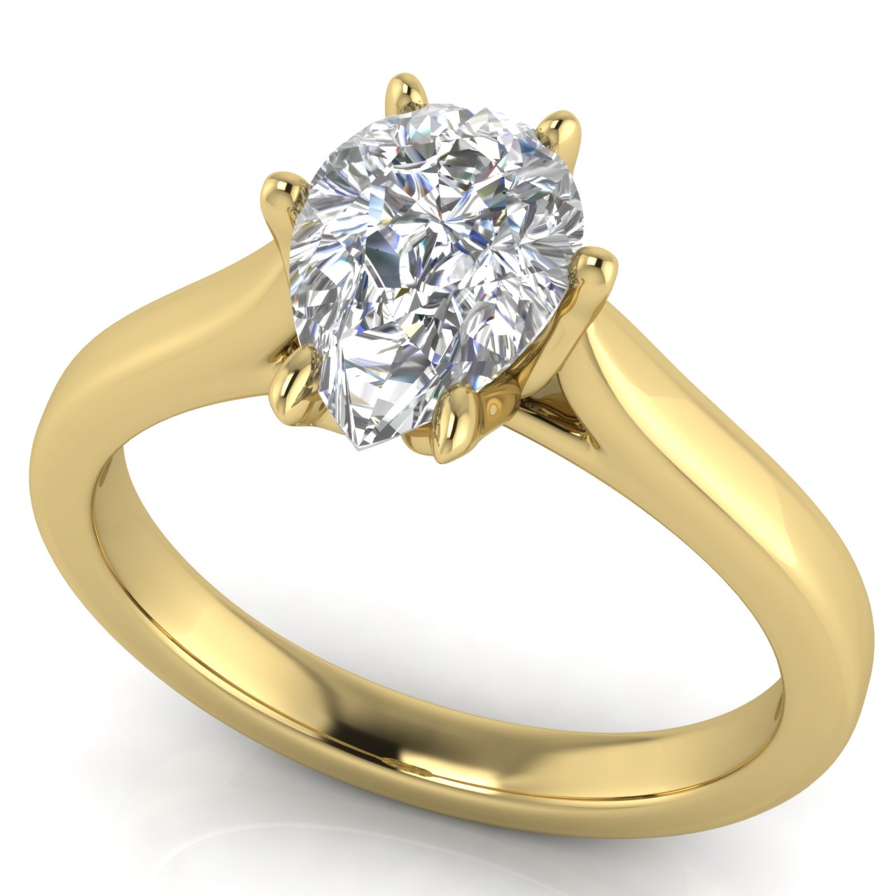 Floral Pear Shaped Lab Diamond Engagement Ring