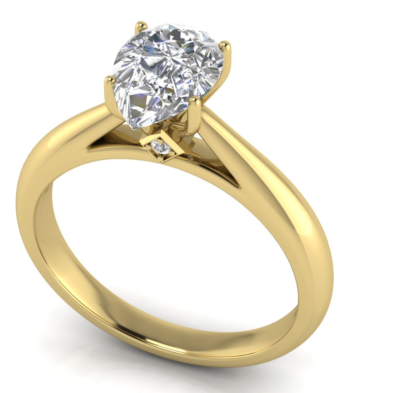 Elegant Hidden Stone Pear Shaped Lab Diamond Engagement Ring