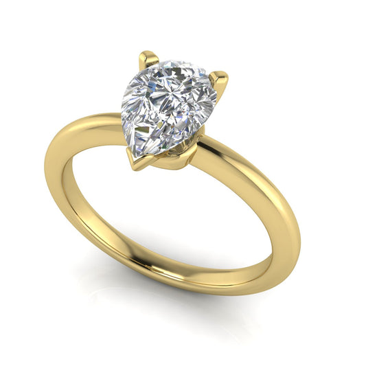 Pear Shaped Lab Diamond Solitaire Engagement Ring | LJ-LR132D-LG