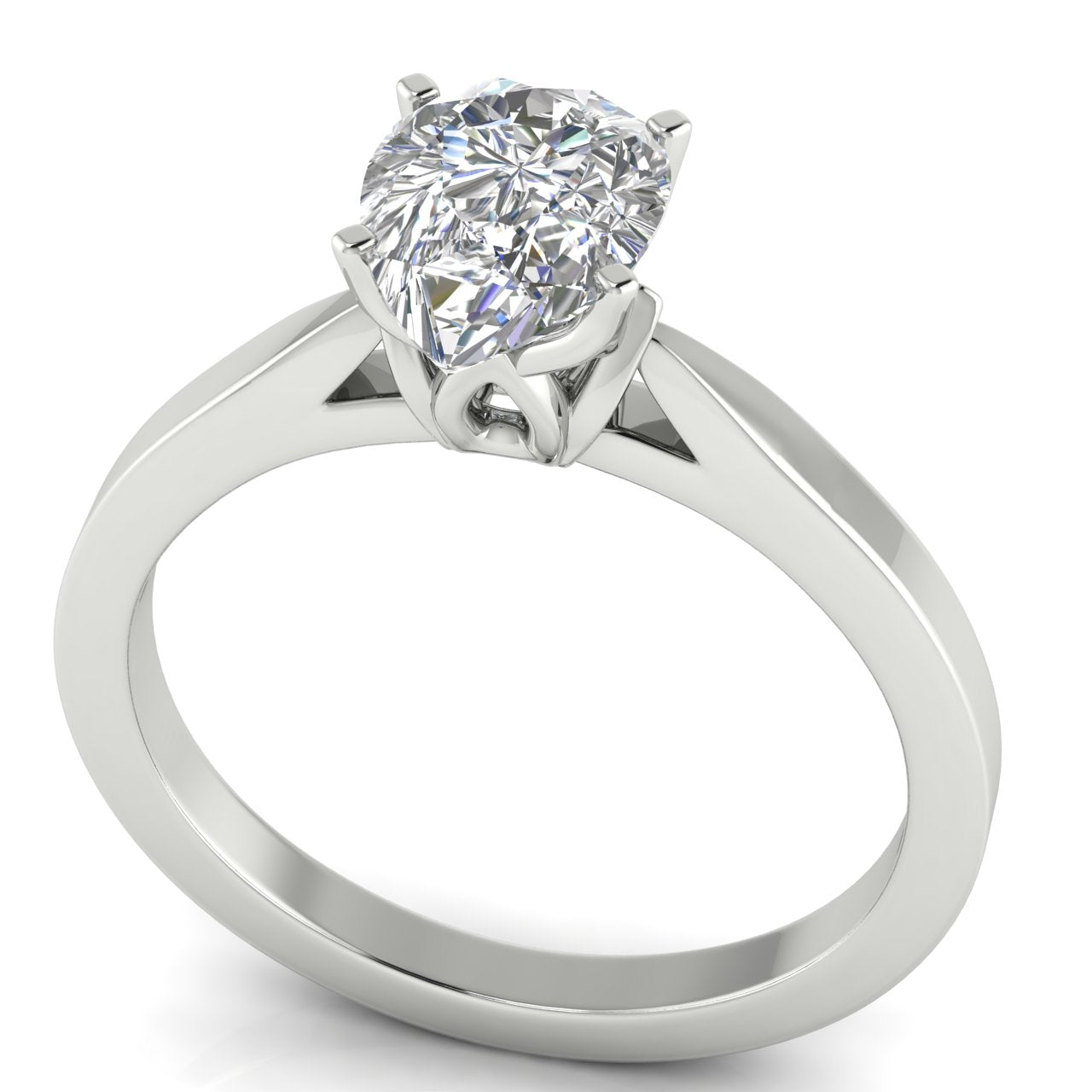 Tulip Basket Pear Shaped Lab Diamond Engagement Ring