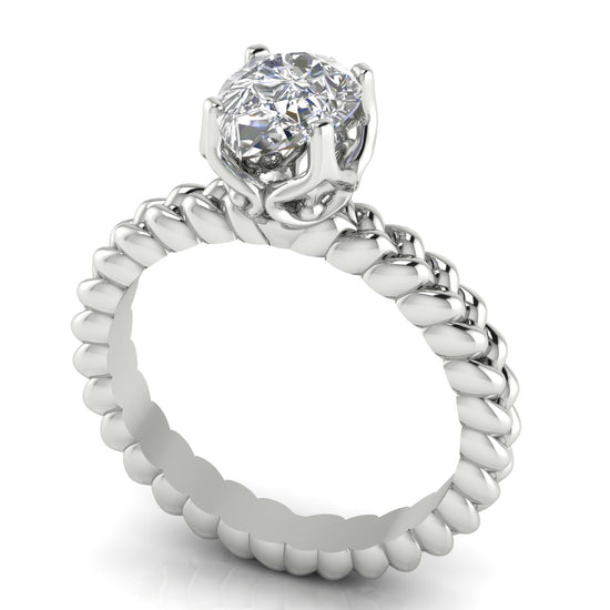 Rope Band Pear Shaped Lab Diamond Engagement Ring