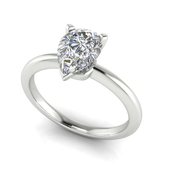 Basket Set Pear Shaped Lab Diamond Engagement Ring