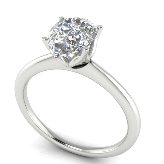 Tulip Set Pear Shaped Moissanite Engagement Ring