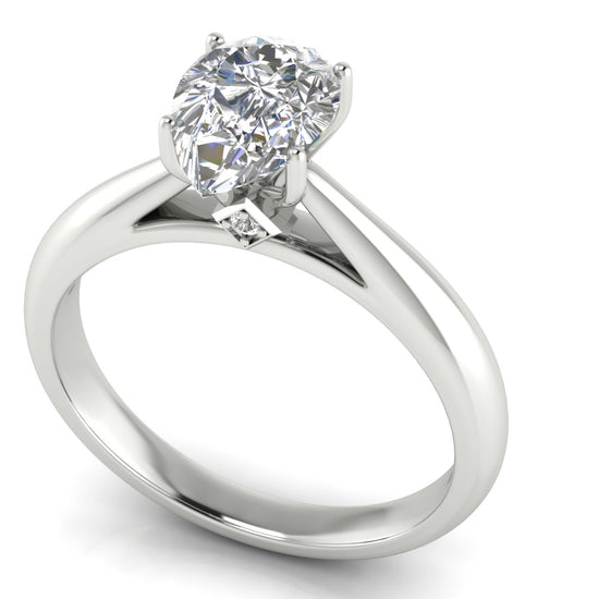 Elegant Hidden Stone Pear Shaped Lab Diamond Engagement Ring