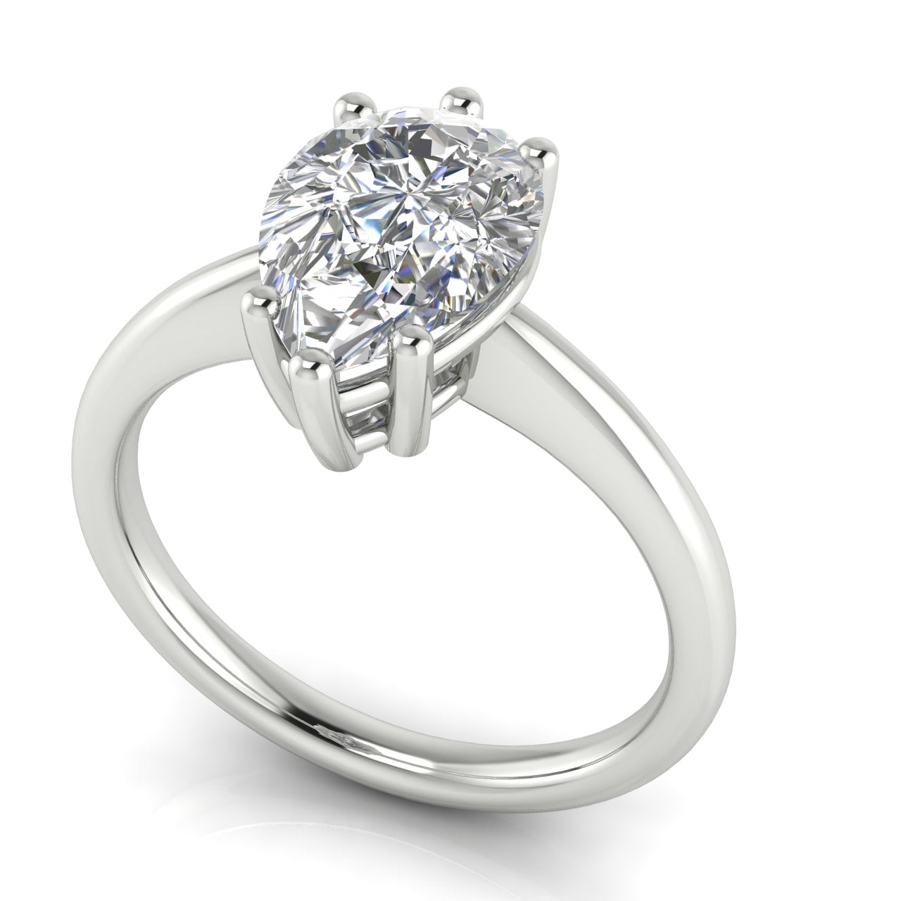 6 Prong Donut Pear Shaped Lab Diamond Engagement Ring