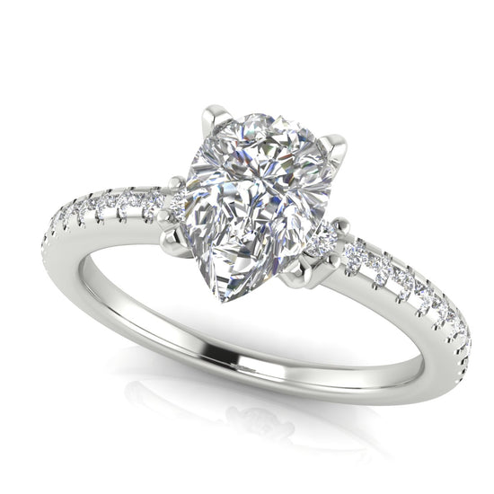 Floating Shoulder Pear Shaped Lab Diamond Engagement Ring