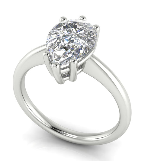6 Prong Pear Shaped Solitaire Engagement Ring | LJ-LR133D-M