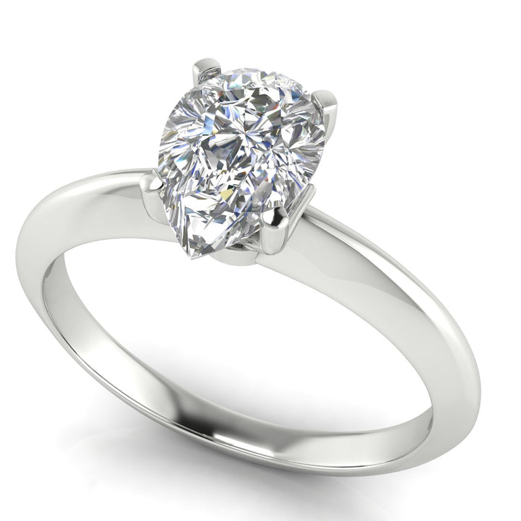 Tulip Prong Pear Shaped Lab Diamond Engagement Ring