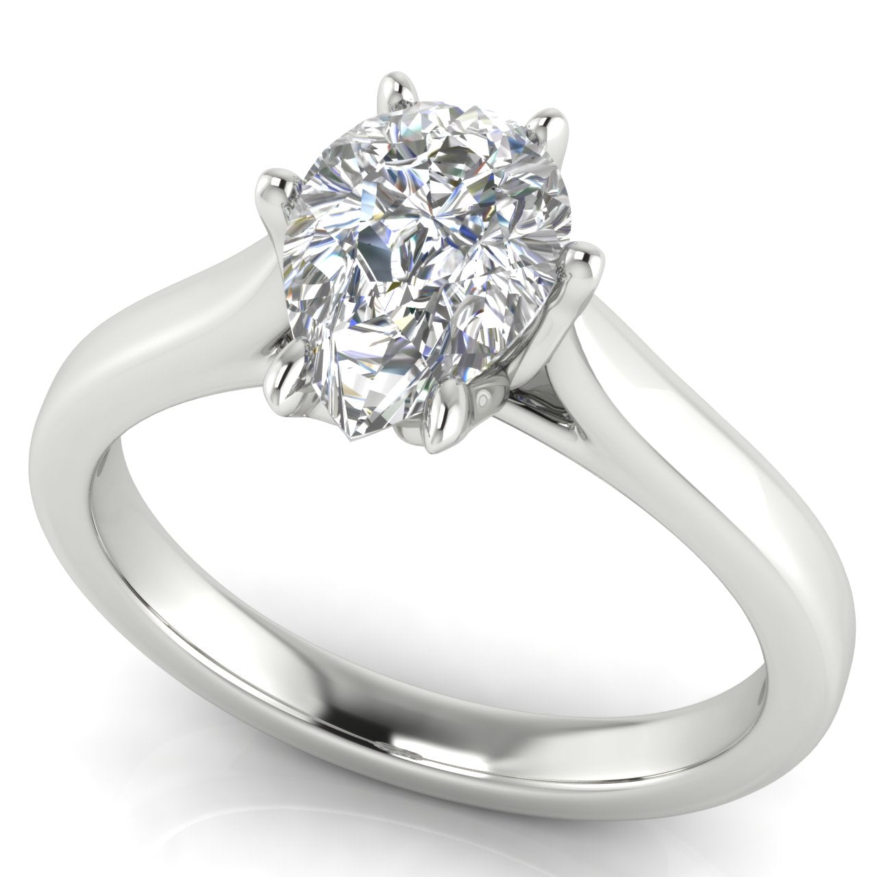 Floral Pear Shaped Lab Diamond Engagement Ring