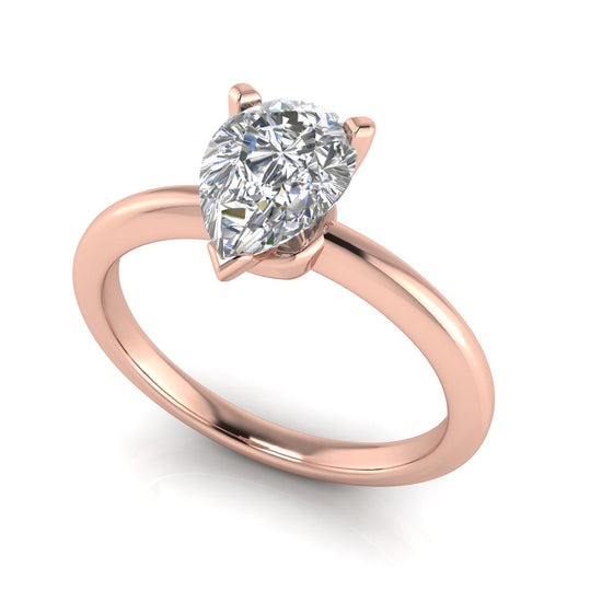 Basket Set Pear Shaped Lab Diamond Engagement Ring