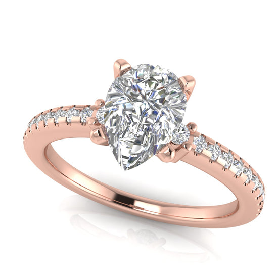 Floating Shoulder Pear Shaped Lab Diamond Engagement Ring