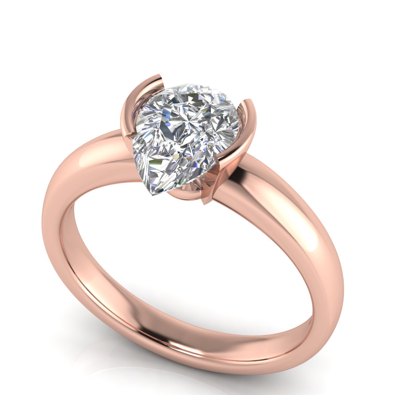 Knife Edge Crossover Pear Shaped Lab Diamond Engagement Ring