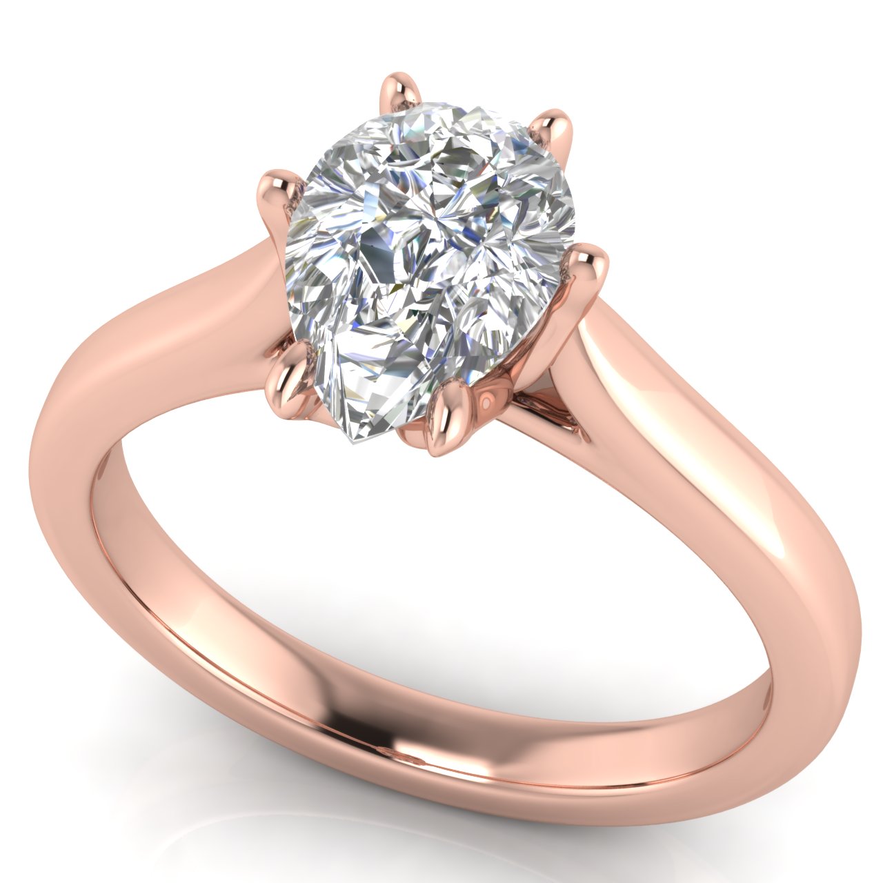 Floral Pear Shaped Lab Diamond Engagement Ring