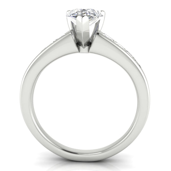 Princess Channel Set Pear Shaped Moissanite Engagement Ring