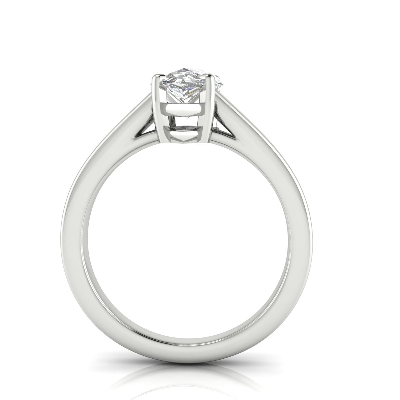 Wide Band Cathedral Pear Shaped Moissanite Engagement Ring