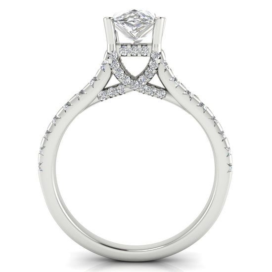 Bridge Pave Pear Shaped Moissanite Engagement Ring