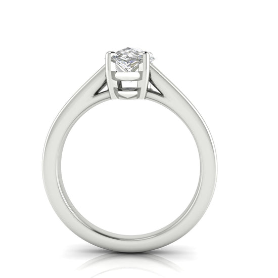 Wide Band Cathedral Pear Shaped Lab Diamond Engagement Ring