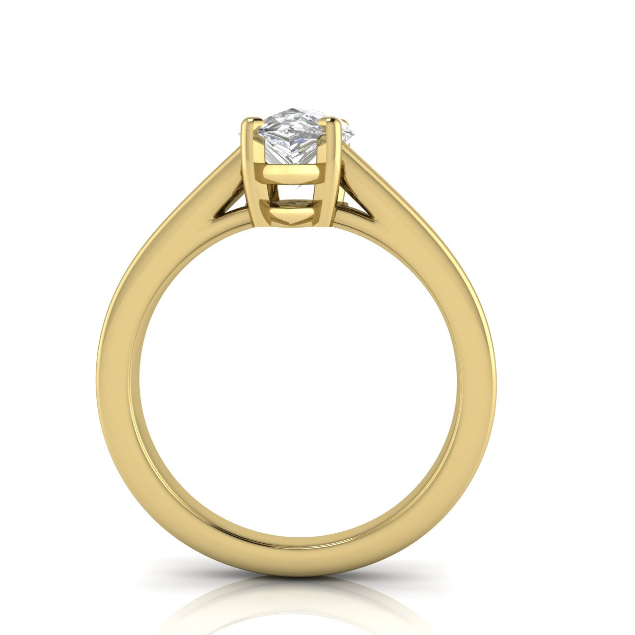 Wide Band Cathedral Pear Shaped Moissanite Engagement Ring