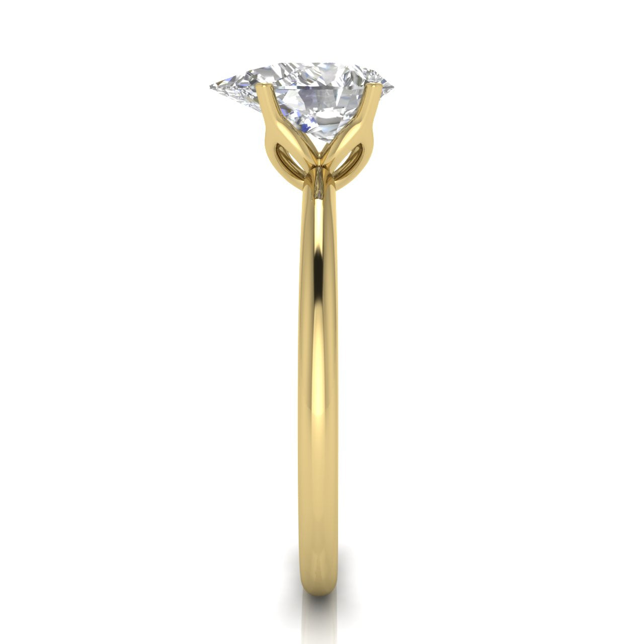 Tulip Set Pear Shaped Lab Diamond Engagement Ring