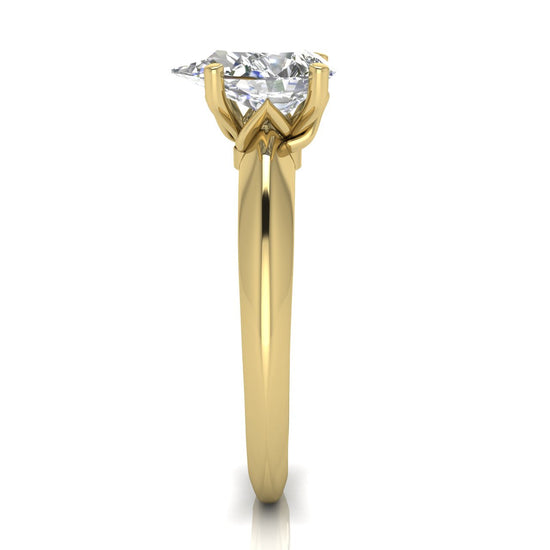 Tulip Prong Pear Shaped Lab Diamond Engagement Ring