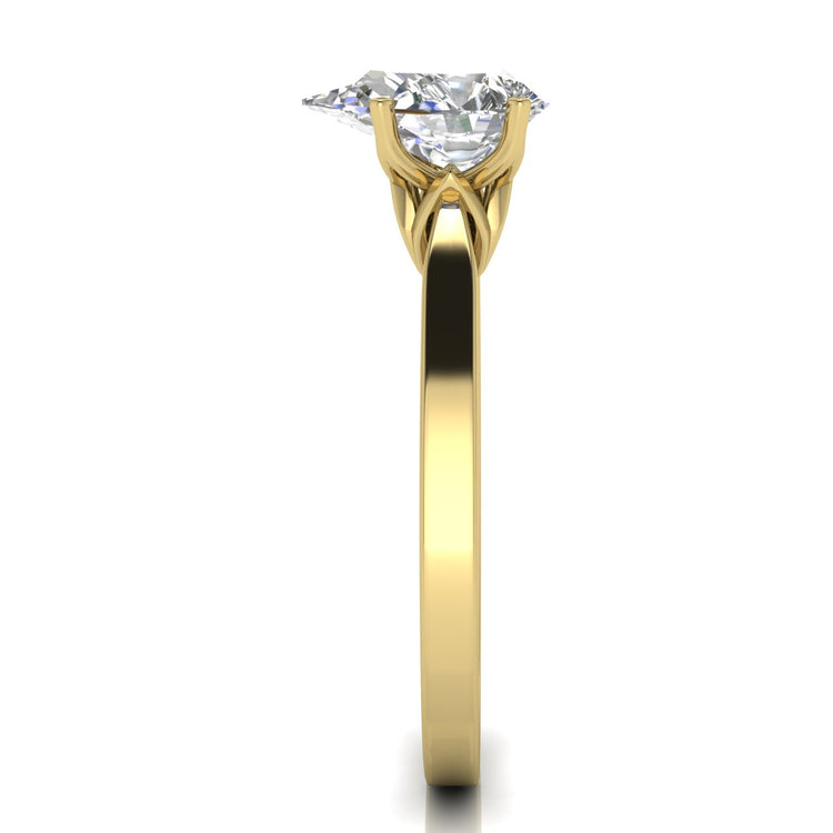 Tulip Basket Pear Shaped Lab Diamond Engagement Ring