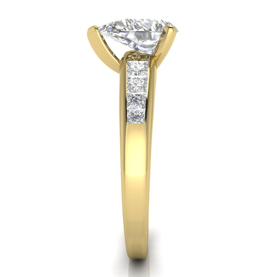 Princess Channel Set Pear Shaped Lab Diamond Engagement Ring