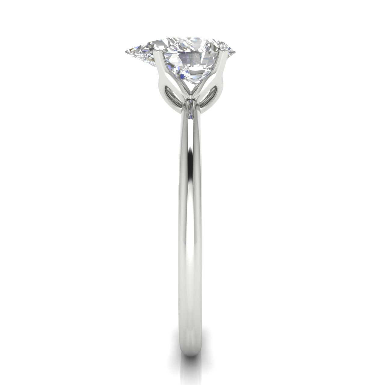 Tulip Set Pear Shaped Lab Diamond Engagement Ring