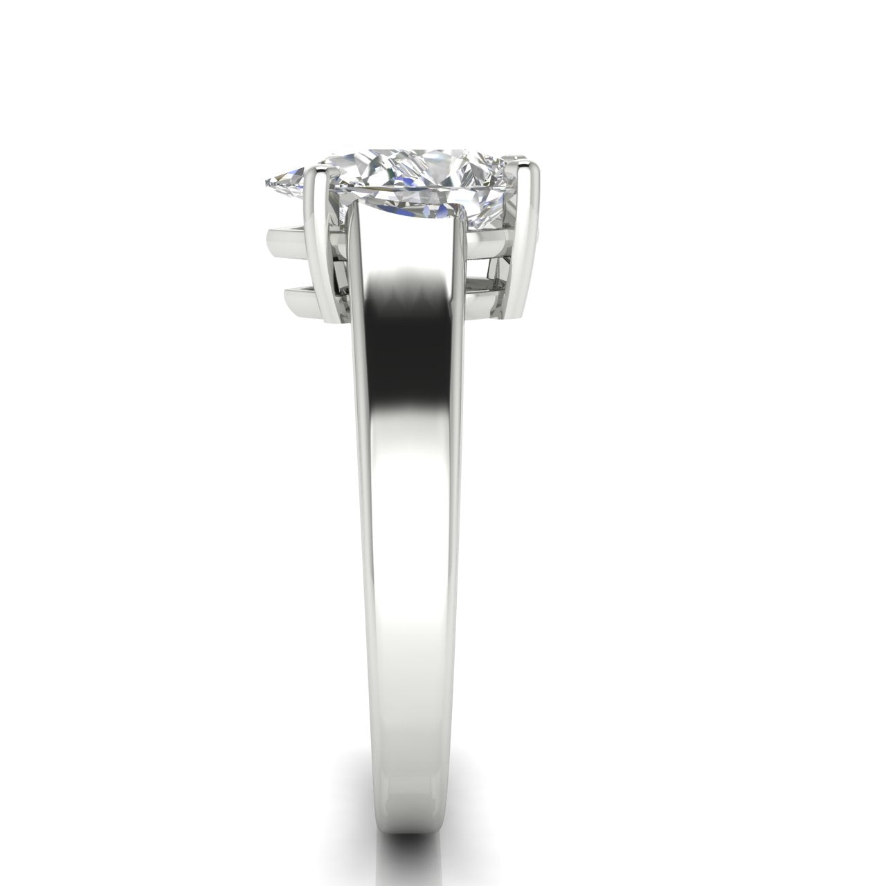 Wide Band Cathedral Pear Shaped Lab Diamond Engagement Ring