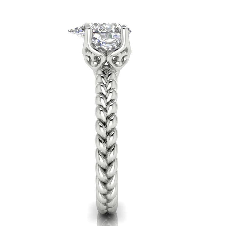 Rope Band Pear Shaped Lab Diamond Engagement Ring