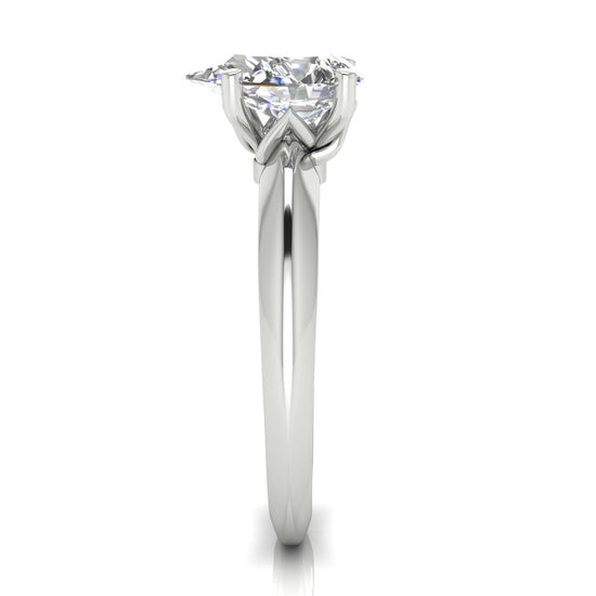 Tulip Prong Pear Shaped Lab Diamond Engagement Ring