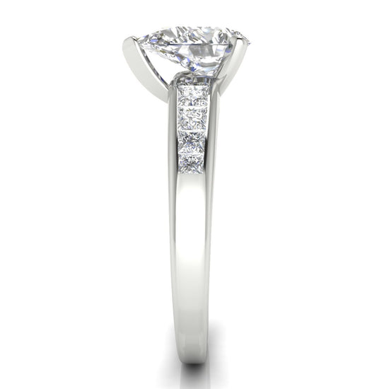 Princess Channel Set Pear Shaped Lab Diamond Engagement Ring