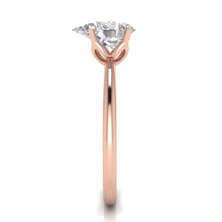 Tulip Set Pear Shaped Moissanite Engagement Ring