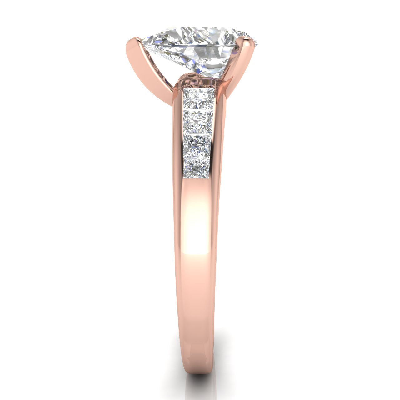 Princess Channel Set Pear Shaped Lab Diamond Engagement Ring