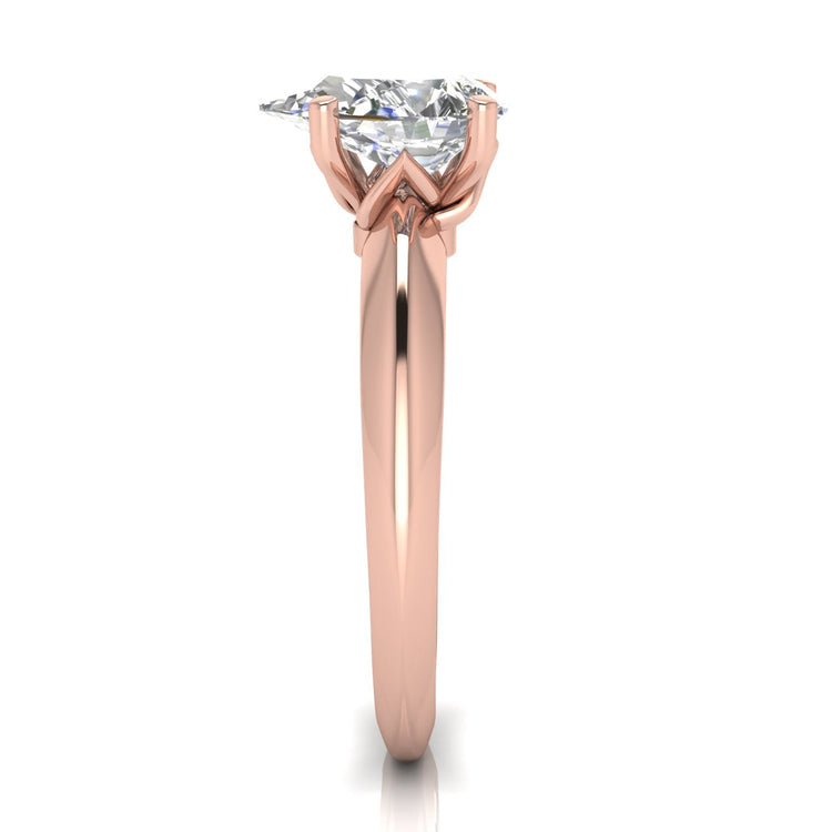 Tulip Prong Pear Shaped Lab Diamond Engagement Ring