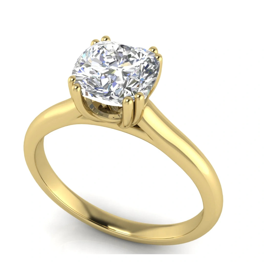 Double Prong Cushion Cut Lab Diamond Engagement Ring