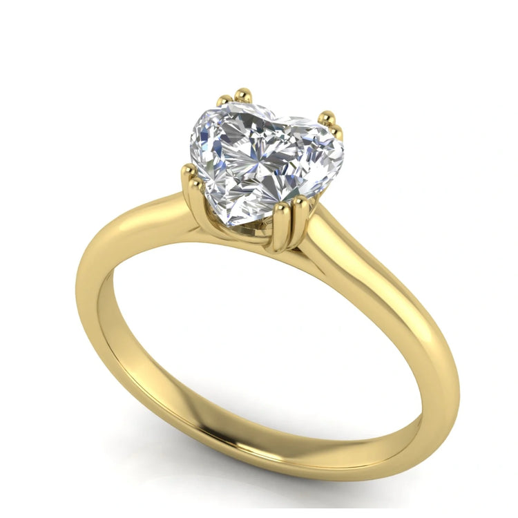Double Prong Heart Shaped Lab Diamond Engagement Ring