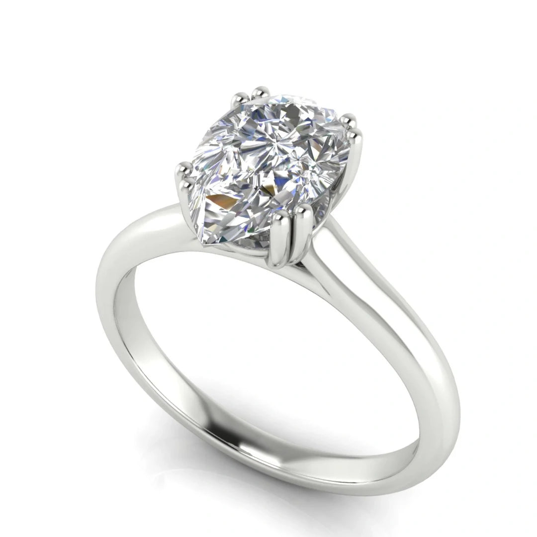 Double Prong Pear Shaped Lab Diamond Engagement Ring