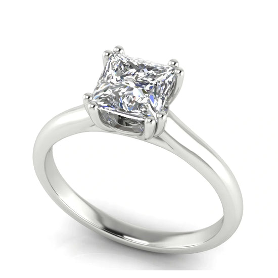 Double Prong Princess Cut Lab Diamond Engagement Ring