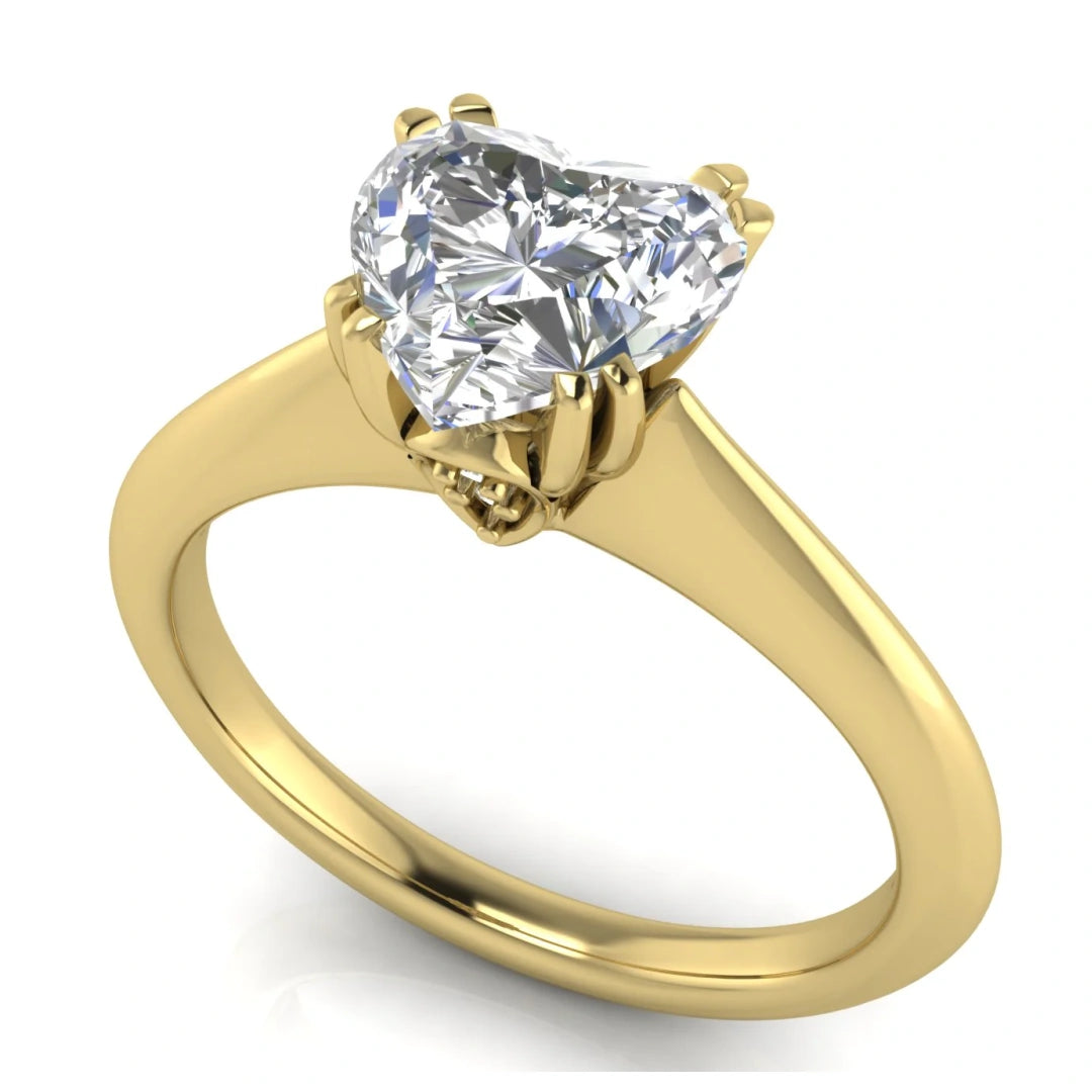 Double Prong Tulip Heart Shaped Lab Diamond Engagement Ring