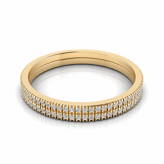 Double Row Pave Lab Diamond Wedding Ring