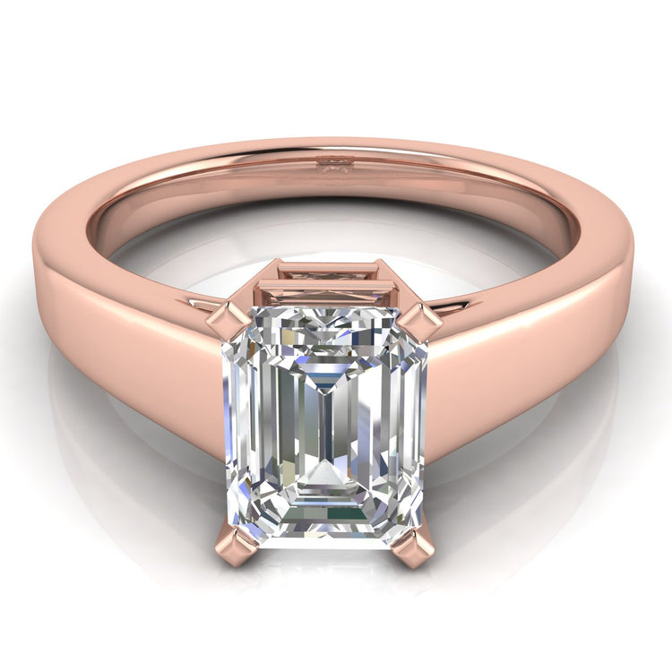 Wide Band Cathedral Emerald Cut Lab Diamond Engagement Ring