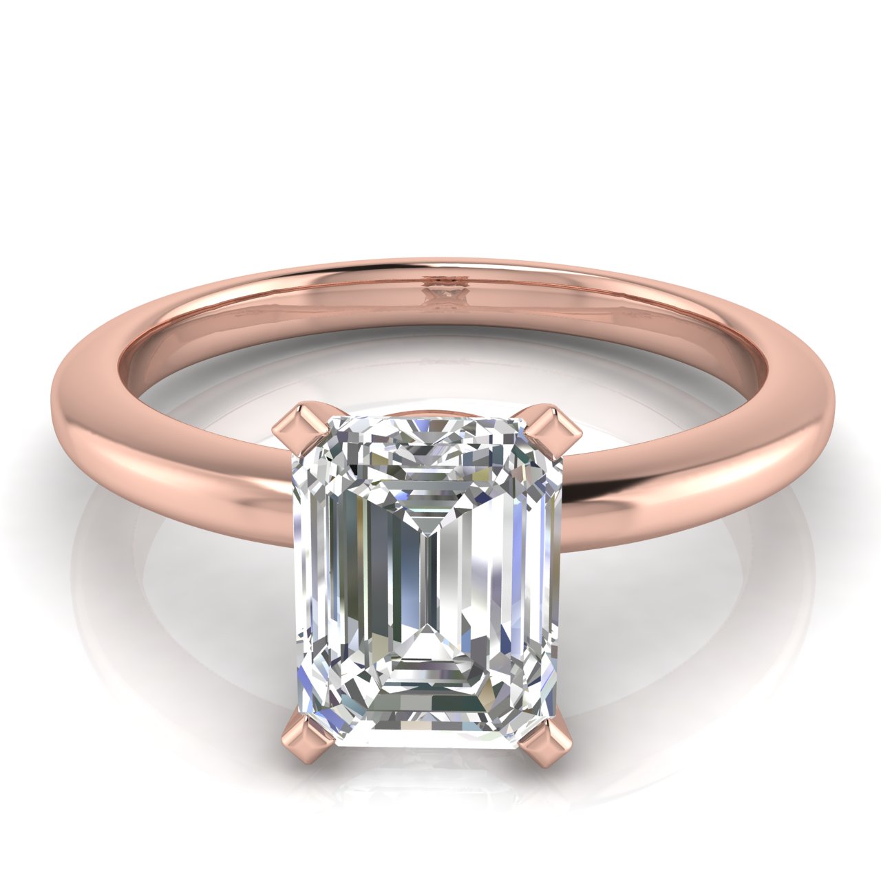 Basket Set Emerald Cut Moissanite Engagement Ring