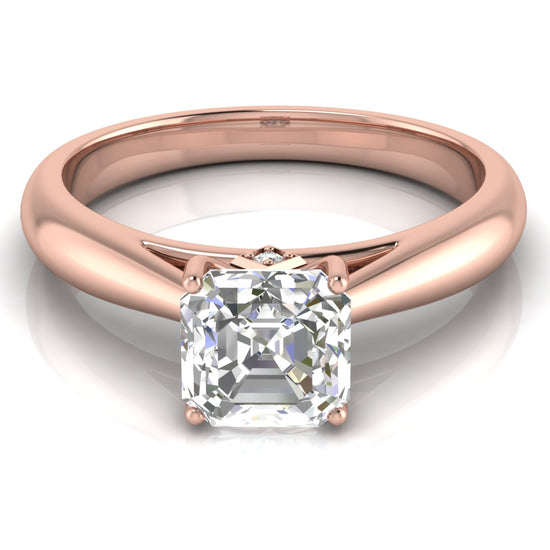 Elegant Hidden Stone Emerald Cut Moissanite Engagement Ring