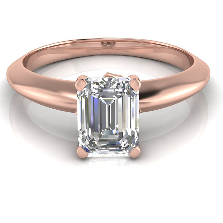 Tulip Prong Emerald Cut Moissanite Engagement Ring