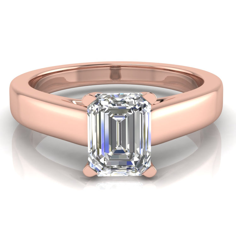 Crossover Basket Emerald Cut Moissanite Engagement Ring